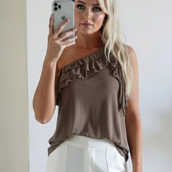 Morgan de Toi One Shoulder Ruffle Top - Picture 1 of 9